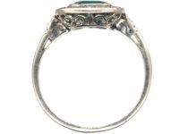 Art Deco Platinum, Emerald & Diamond Ring