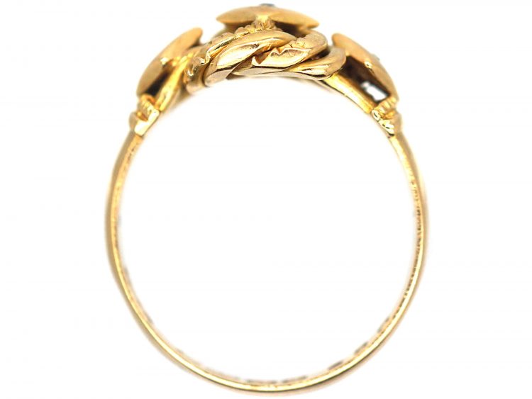 Edwardian 18ct Gold Knot Ring set with Three Diamonds