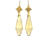 Victorian 18ct Gold & Citrine Drop Earrings
