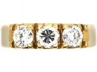 French 18ct Gold & Diamond Three Stone Ring