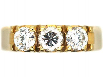 French 18ct Gold & Diamond Three Stone Ring