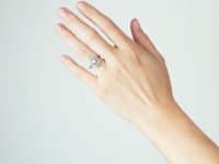 Art Deco Navette Shaped Ring with Large Diamond in the Centre with Small Diamonds Around It