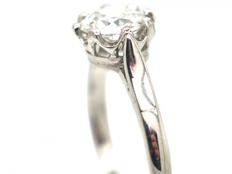 French Art Deco Platinum & Solitaire Diamond Ring