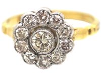18ct Gold & Platinum, Diamond Daisy Cluster Ring