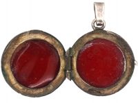 Silver Round Locket with Engraved Leaf Detail