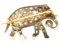 Edwardian Elephant Brooch set with Diamonds, Ruby & a Natural Pearl