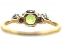 Edwardian 18ct Gold, Peridot & Diamond Three Stone Ring