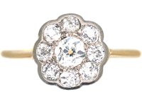 Edwardian 18ct Gold & Platinum, Diamond Daisy Cluster Ring