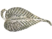 Silver & Marcasite Leaf Brooch