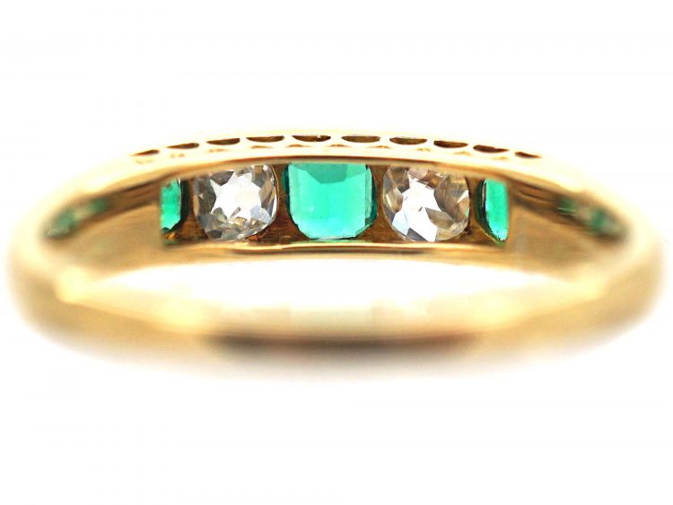 Edwardian 18ct Gold, Diamond & Emerald Ring