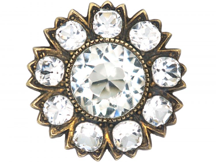Victorian Flower Brooch set with Paste