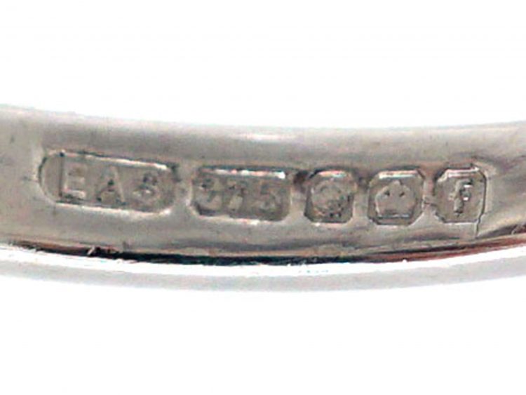 9ct White Gold, Ruby & Diamond Baguette Ring
