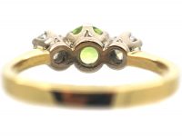 18ct Gold Peridot & Diamond Three Stone Ring
