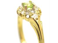 Edwardian 18ct Gold , Peridot & Diamond Cluster Ring