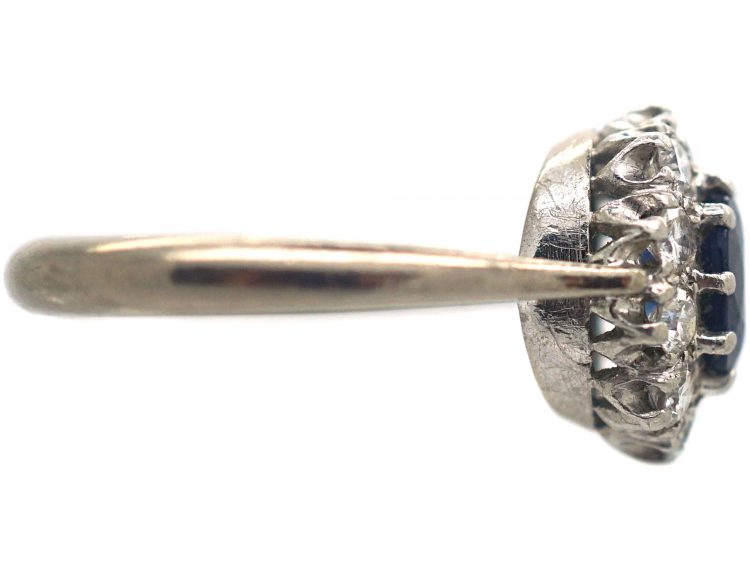 18ct White Gold & Platinum, Sapphire & Diamond Cluster Ring