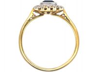 Art Deco 18ct Gold & Platinum, Sapphire & Diamond Square Shaped Ring