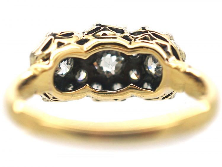 Victorian 18ct Gold & Diamond Triple Cluster Ring