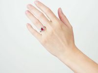 Art Deco Platinum, Almandine Garnet & Diamond Oval Cluster Ring