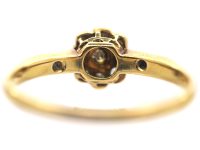 Edwardian 18ct Gold & Platinum Diamond Cluster Ring with Diamond Set Shoulders