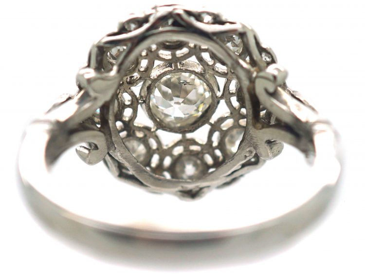 Art Deco 18ct White Gold, Diamond Cluster Ring