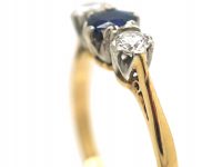 18ct Gold & Platinum, Sapphire & Diamond Three Stone Ring