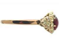 18ct Gold, Cabochon Star Ruby & Diamond Cluster Ring