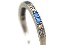 Art Deco 18ct White Gold, Sapphire & Diamond Half Eternity Ring