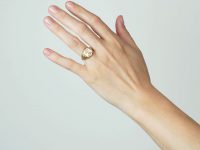 Victorian 18ct Gold Shield Shaped Signet Ring with Engraving of a Dragon