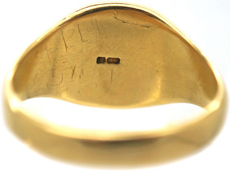 Edwardian 18ct Gold Ring with a Heraldic Crest of a Pelican and a Crown