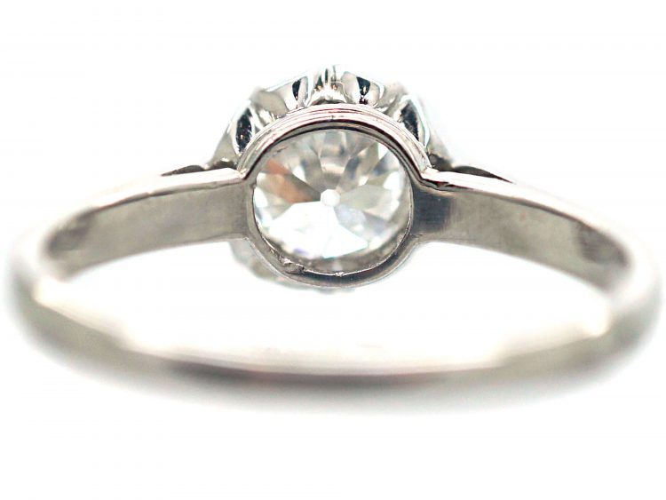French Art Deco Platinum & Solitaire Diamond Ring