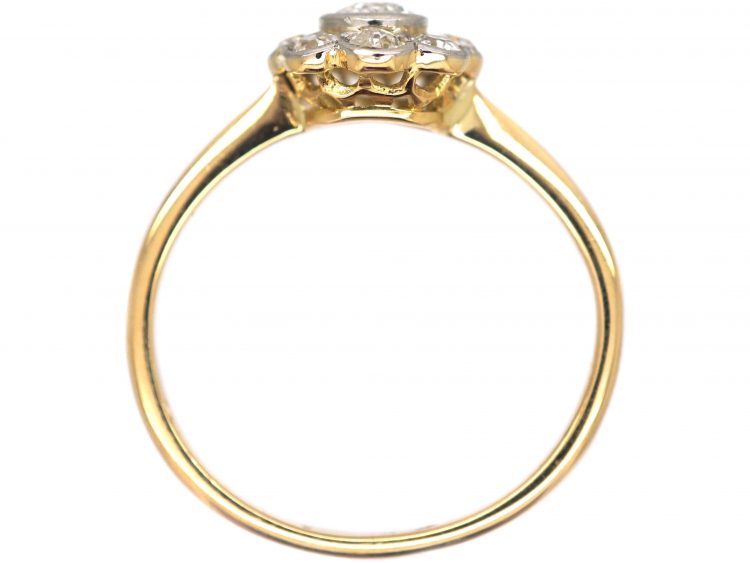 Edwardian 18ct Gold & Platinum, Diamond Daisy Cluster Ring