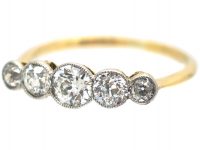Edwardian 18ct Gold & Platinum, Five Stone Diamond Ring