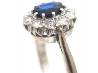 18ct White Gold & Platinum, Sapphire & Diamond Cluster Ring