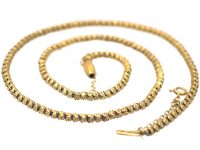 Victorian 15ct Gold Chain with Flower Motif & Decorative Clasp