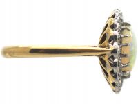 18ct Gold & Platinum Opal & Diamond Oval Cluster Ring