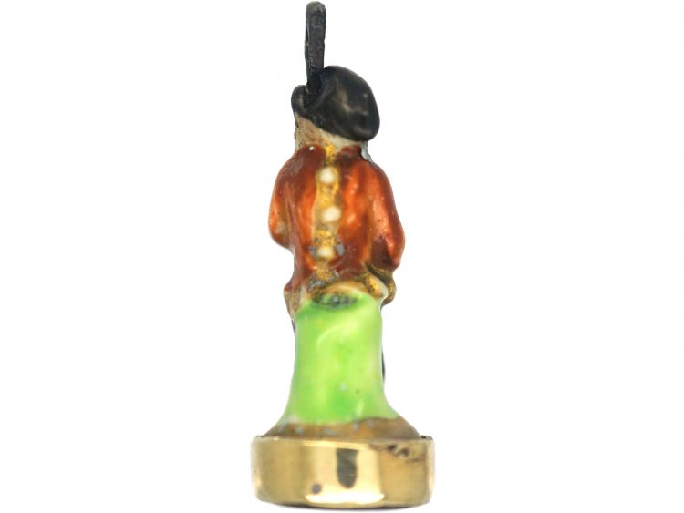Victorian Chelsea-Derby Porcelain 18th Century Gentleman figurine Fob Charm