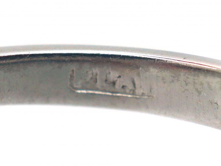 Art Deco Platinum, Almandine Garnet & Diamond Oval Cluster Ring