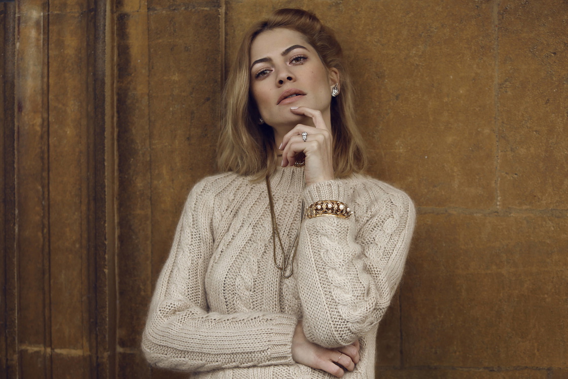 Zara Prassinot wearing antique and vintage jewellery
