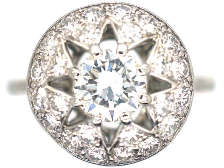 French Platinum Diamond Cluster Ring by Cartier, Paris