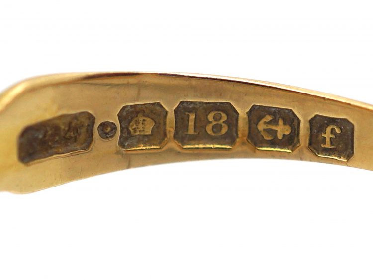 Edwardian 18ct Gold, Sapphire & Diamond Scroll Design Ring