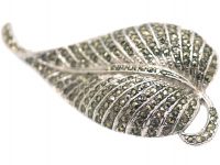Silver & Marcasite Leaf Brooch