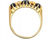 Edwardian 18ct Gold, Three Stone Sapphire & Diamond Ring
