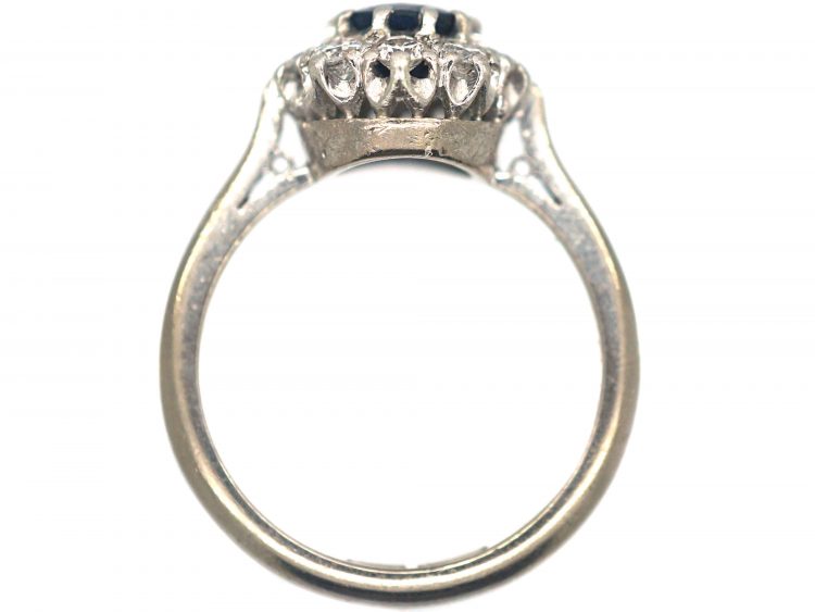 18ct White Gold & Platinum, Sapphire & Diamond Cluster Ring