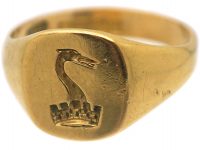Edwardian 18ct Gold Ring with a Heraldic Crest of a Pelican and a Crown