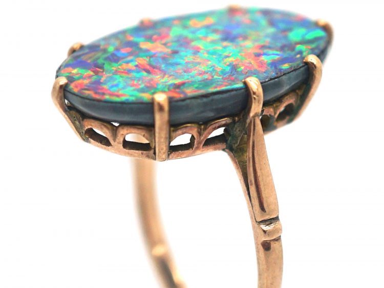 Art Deco 14ct Gold, Opal Doublet Ring