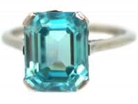 Art Deco 18ct White Gold & Platinum Ring set with a Zircon
