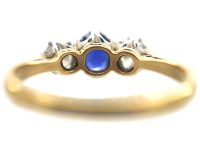 18ct Gold & Platinum, Sapphire & Diamond Three Stone Ring