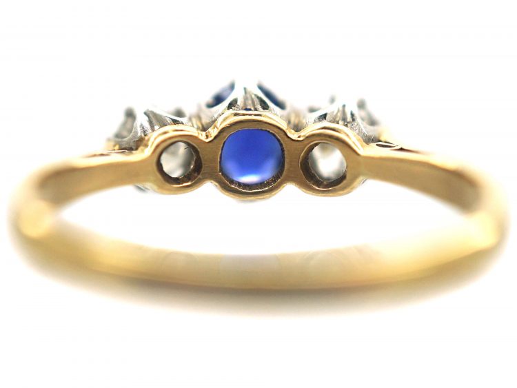 18ct Gold & Platinum, Sapphire & Diamond Three Stone Ring