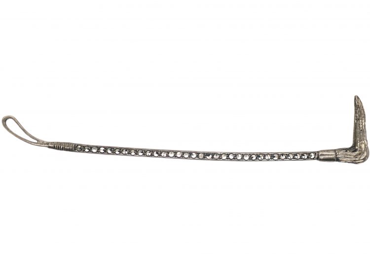 Silver & Marcasite Hunting Whip Brooch