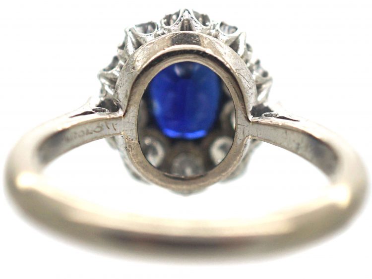 18ct White Gold & Platinum, Sapphire & Diamond Cluster Ring